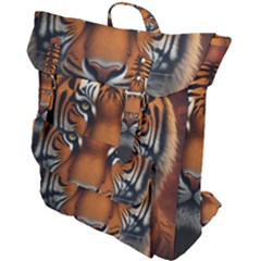 Tiger Animal Feline Predator Portrait Carnivorous Buckle Up Backpack by Uceng