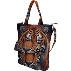 Tiger Animal Feline Predator Portrait Carnivorous Shoulder Tote Bag by Uceng