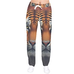 Tiger Animal Feline Predator Portrait Carnivorous Women Velvet Drawstring Pants