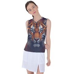 Tiger Animal Feline Predator Portrait Carnivorous Women s Sleeveless Sports Top by Uceng