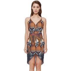 Tiger Animal Feline Predator Portrait Carnivorous Wrap Frill Dress by Uceng