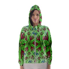 Flower Mandala Art Drawing Spring Background Women s Hooded Windbreaker