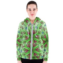 Flower Mandala Art Drawing Spring Background Women s Zipper Hoodie