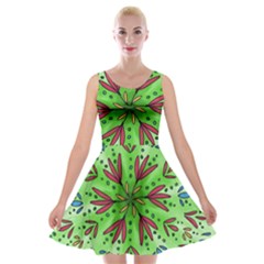 Flower Mandala Art Drawing Spring Background Velvet Skater Dress