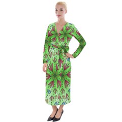 Flower Mandala Art Drawing Spring Background Velvet Maxi Wrap Dress by Uceng