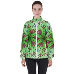 Flower Mandala Art Drawing Spring Background Women s High Neck Windbreaker by Uceng