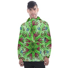 Flower Mandala Art Drawing Spring Background Men s Front Pocket Pullover Windbreaker