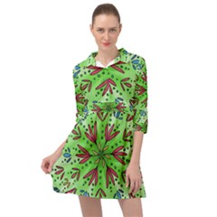 Flower Mandala Art Drawing Spring Background Mini Skater Shirt Dress by Uceng