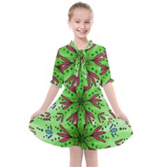 Flower Mandala Art Drawing Spring Background Kids  All Frills Chiffon Dress by Uceng