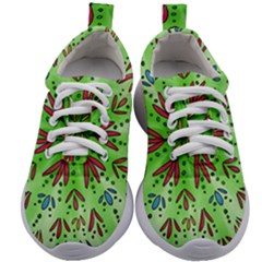 Flower Mandala Art Drawing Spring Background Kids Athletic Shoes by Uceng