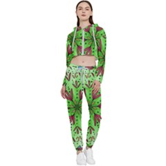 Flower Mandala Art Drawing Spring Background Cropped Zip Up Lounge Set