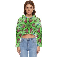 Flower Mandala Art Drawing Spring Background Women s Lightweight Cropped Hoodie by Uceng