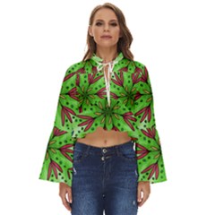 Flower Mandala Art Drawing Spring Background Boho Long Bell Sleeve Top