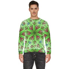 Flower Mandala Art Drawing Spring Background Men s Fleece Sweatshirt