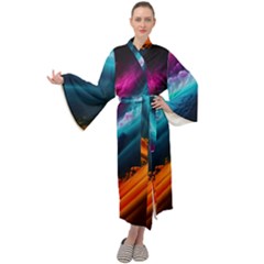 Abstract Art Artwork Maxi Velvet Kimono