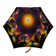 Ai Generated Mushrooms Wallpaper Mini Folding Umbrellas by Uceng