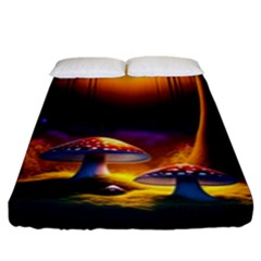 Ai Generated Mushrooms Wallpaper Fitted Sheet (king Size) by Uceng