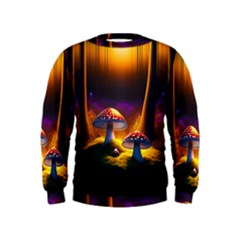 Ai Generated Mushrooms Wallpaper Kids  Sweatshirt