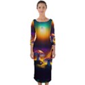 Ai Generated Mushrooms Wallpaper Quarter Sleeve Midi Bodycon Dress View1