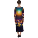 Ai Generated Mushrooms Wallpaper Quarter Sleeve Midi Bodycon Dress View2