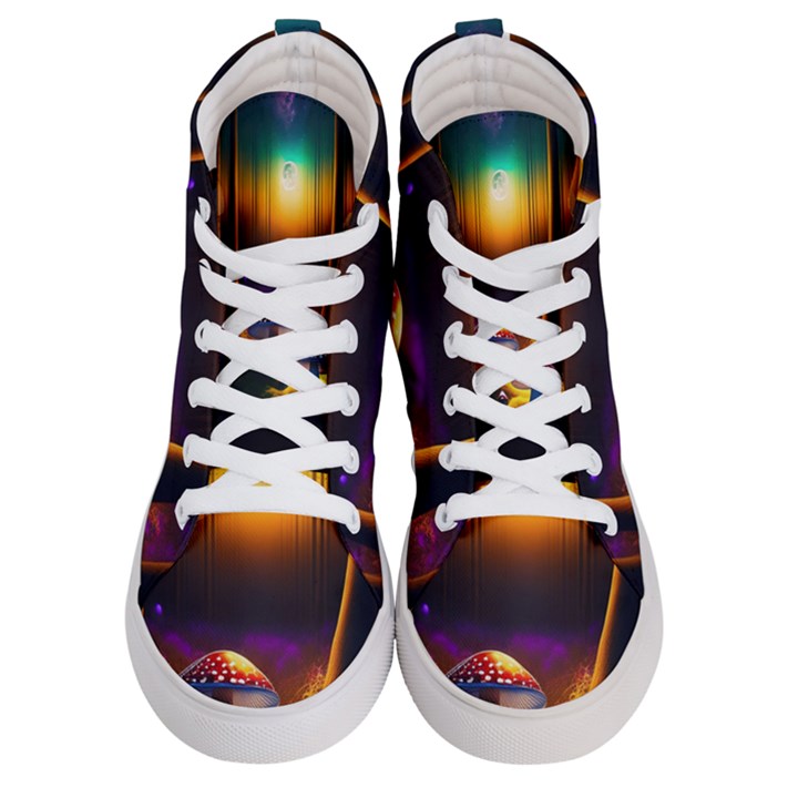 Ai Generated Mushrooms Wallpaper Men s Hi-Top Skate Sneakers