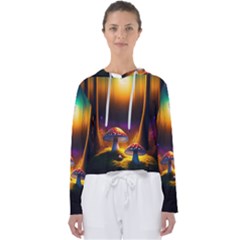 Ai Generated Mushrooms Wallpaper Women s Slouchy Sweat