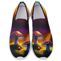 Ai Generated Mushrooms Wallpaper Men s Slip On Sneakers by Uceng