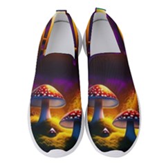 Ai Generated Mushrooms Wallpaper Women s Slip On Sneakers by Uceng