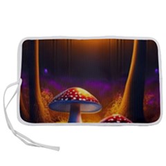 Ai Generated Mushrooms Wallpaper Pen Storage Case (m) by Uceng