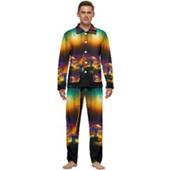 Ai Generated Mushrooms Wallpaper Men s Long Sleeve Velvet Pocket Pajamas Set by Uceng