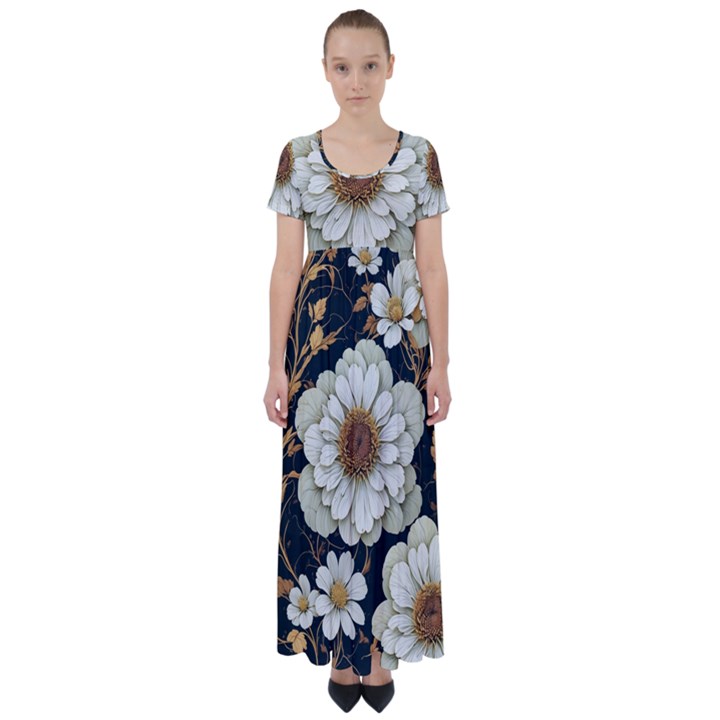 Fantasy People Mysticism Composing Fairytale Art High Waist Short Sleeve Maxi Dress