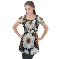 Fantasy People Mysticism Composing Fairytale Art Puff Sleeve Tunic Top by Uceng