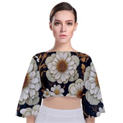 Fantasy People Mysticism Composing Fairytale Art Tie Back Butterfly Sleeve Chiffon Top by Uceng