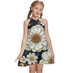 Fantasy People Mysticism Composing Fairytale Art Kids  Halter Collar Waist Tie Chiffon Dress by Uceng