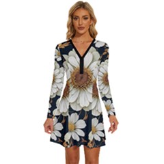 Fantasy People Mysticism Composing Fairytale Art Long Sleeve Deep V Mini Dress  by Uceng