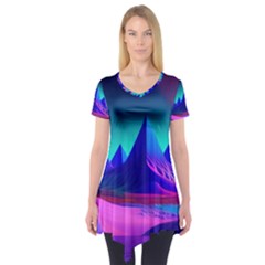 Fantasy Universe Art Wallpaper Artwork Short Sleeve Tunic  by Uceng