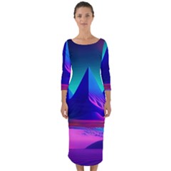 Fantasy Universe Art Wallpaper Artwork Quarter Sleeve Midi Bodycon Dress by Uceng