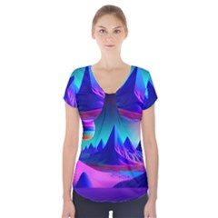 Fantasy Universe Art Wallpaper Artwork Short Sleeve Front Detail Top by Uceng