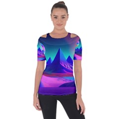 Fantasy Universe Art Wallpaper Artwork Shoulder Cut Out Short Sleeve Top by Uceng