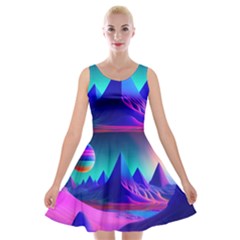 Fantasy Universe Art Wallpaper Artwork Velvet Skater Dress