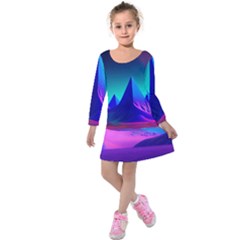 Fantasy Universe Art Wallpaper Artwork Kids  Long Sleeve Velvet Dress