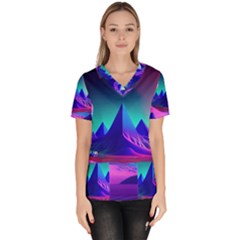 Fantasy Universe Art Wallpaper Artwork Women s V-neck Scrub Top by Uceng