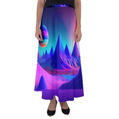 Fantasy Universe Art Wallpaper Artwork Flared Maxi Skirt by Uceng