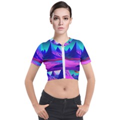 Fantasy Universe Art Wallpaper Artwork Short Sleeve Cropped Jacket by Uceng