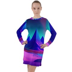 Fantasy Universe Art Wallpaper Artwork Long Sleeve Hoodie Dress