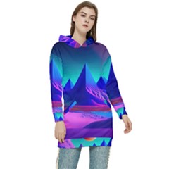 Fantasy Universe Art Wallpaper Artwork Women s Long Oversized Pullover Hoodie