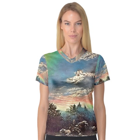 Abstract Art Psychedelic Arts Experimental V-neck Sport Mesh Tee by Uceng