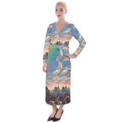 Abstract Art Psychedelic Arts Experimental Velvet Maxi Wrap Dress by Uceng