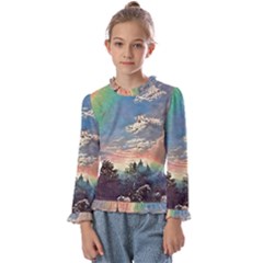 Abstract Art Psychedelic Arts Experimental Kids  Frill Detail Tee