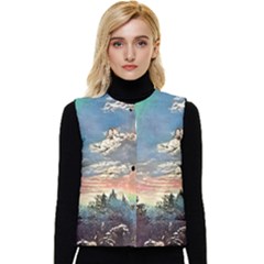 Abstract Art Psychedelic Arts Experimental Women s Short Button Up Puffer Vest